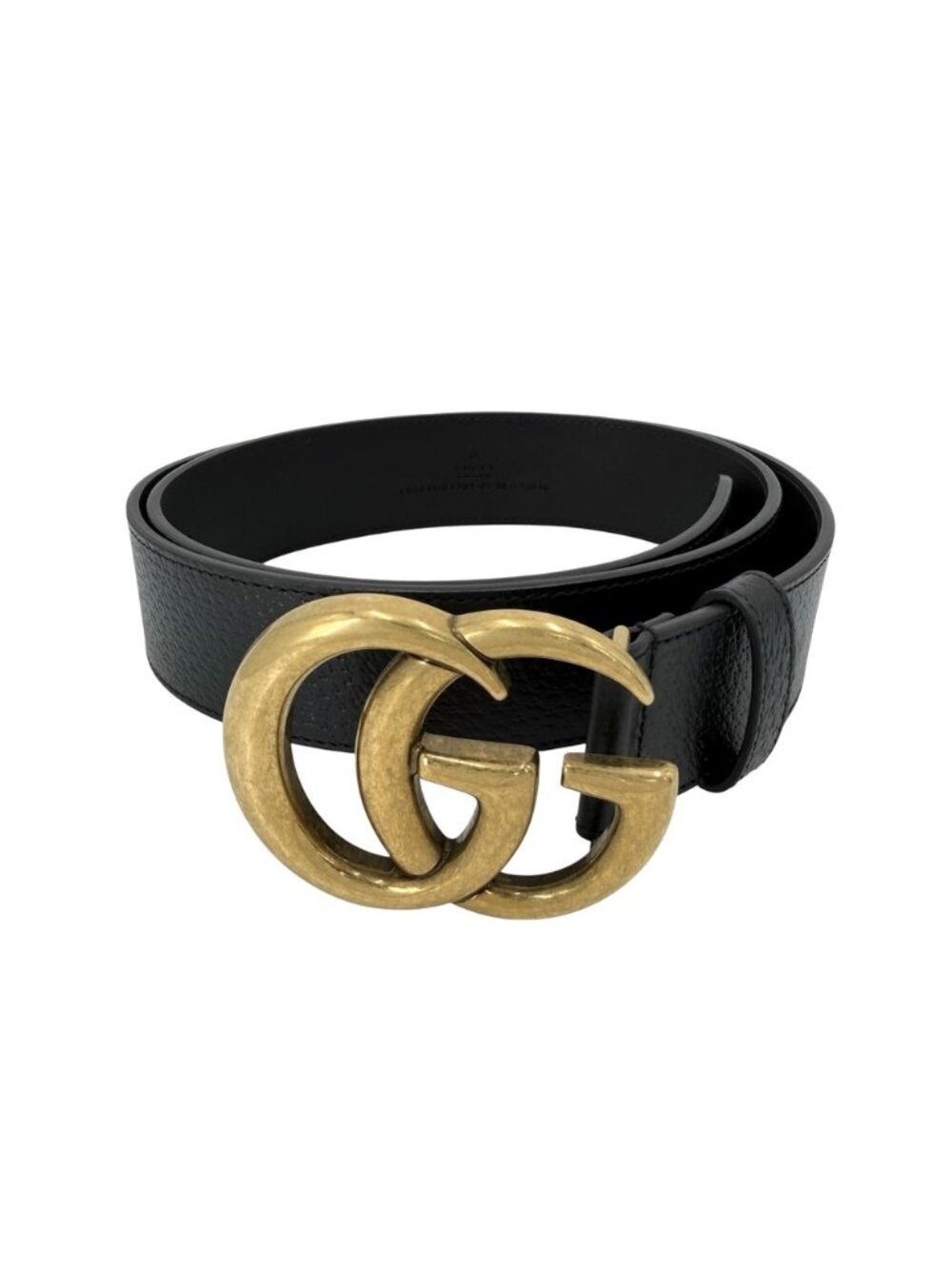 Gucci Belt GG Marmont Double G Wide Leather Black Gold